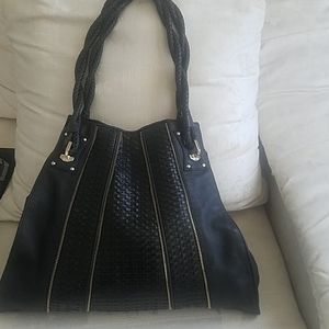 BCBG Maxazria black leather shoulder bag
